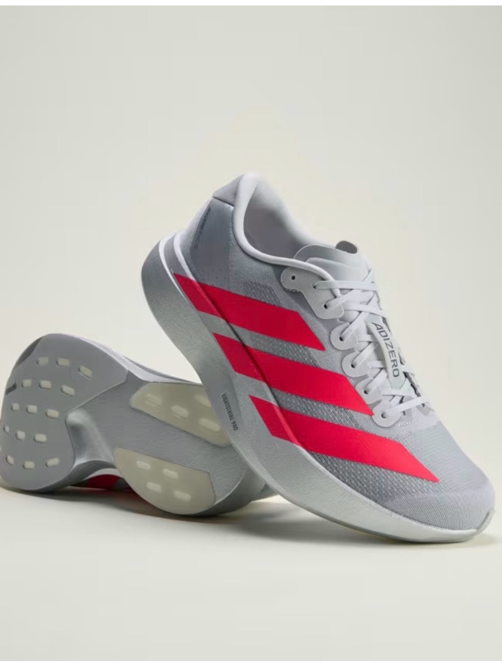 adidas Women's Light Gray & Red Athletic Running Shoes
